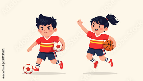 Energetic Children Playing Sports with Enthusiasm and Joy 1.