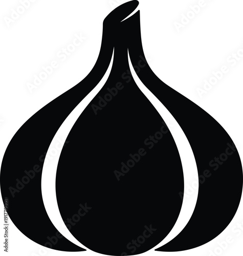 silhouette fresh organic garlic cooking ingredient food kitchen vector design