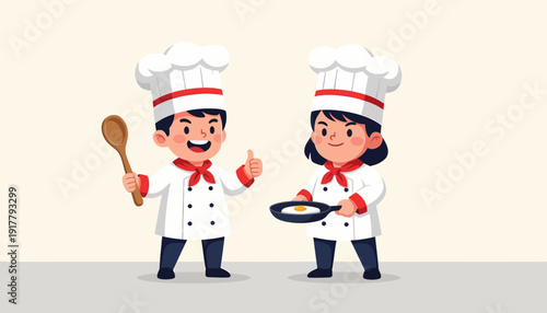 Two Cheerful Chefs Cooking with Enthusiasm and Skill.