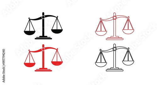 Scales of justice depicted in varying colors a striking silhouette