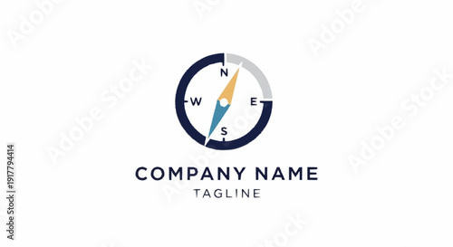 Compass Logo Template with Directional Needle.
