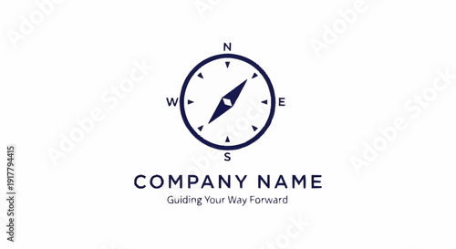 Compass Logo Template with Direction Indicator.