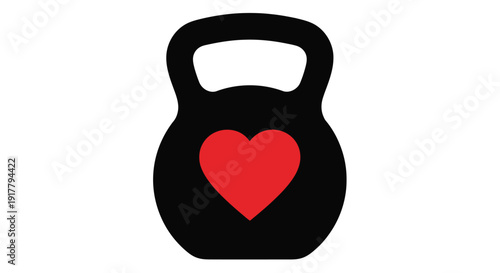 Kettlebell with a heart shape a symbolic fitness illustration silhouette