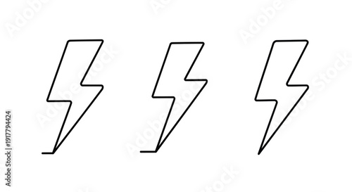 Three jagged lightning bolts depicted in a stark black silhouette