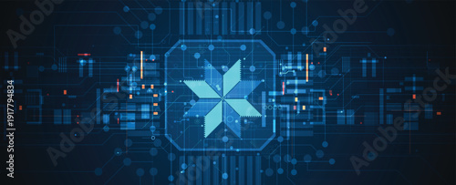 Ukrainian moderm technology background for science and business theme