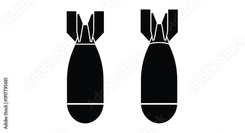 Two black bombs depicted in a stark flat silhouette
