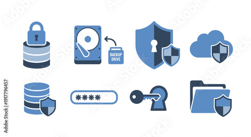 Security Icons Representing Data Protection Measures.
