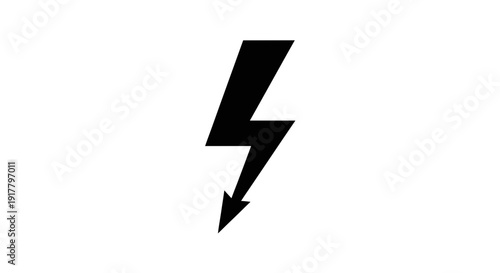 Black Lightning Bolt Symbol Isolated White.
