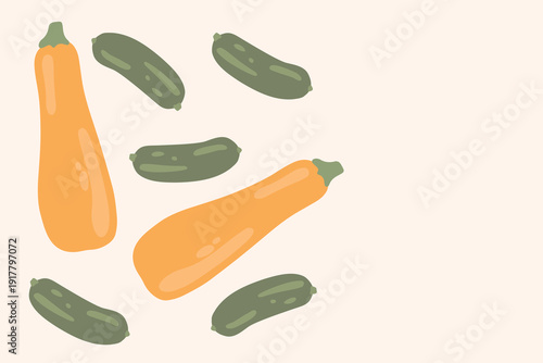 Art & Illustration Flat Vector Carrot and Zucchini Illustration Fresh Organic Vegetables Design