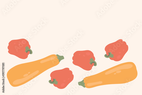 Art & Illustration Flat Vector Carrot and Zucchini Illustration Fresh Organic Vegetables Design