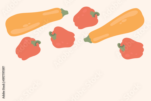 Art & Illustration Flat Vector Carrot and Zucchini Illustration Fresh Organic Vegetables Design