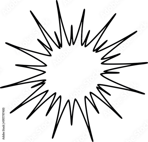 Hand Drawn Comic Style Burst Explosion Outline Isolated on White Background