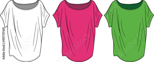 Colored t shirts in white pink and green white t shirt pink t shirt green t shirt