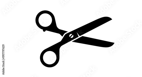 Black Scissors Illustration on White Background.