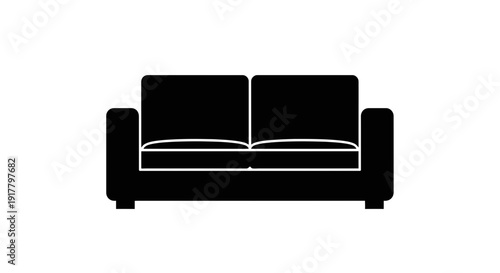 Black Sofa Illustration Simple Design Element.