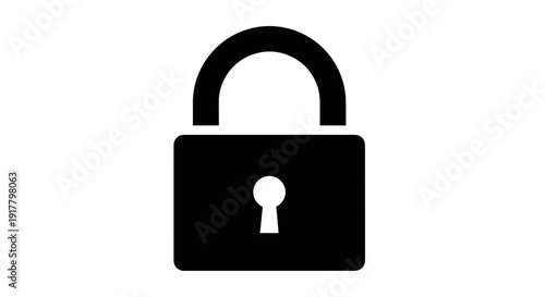 Black Padlock Icon Unlocked State Security.