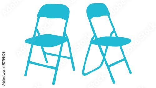 A cyan folding chair icon illustration with a simple design