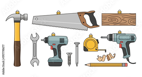 Ornamental Construction Tools Set for Home Improvement Project