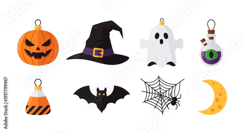 Halloween Collection of Festive Spooky Season Elements and Decorations