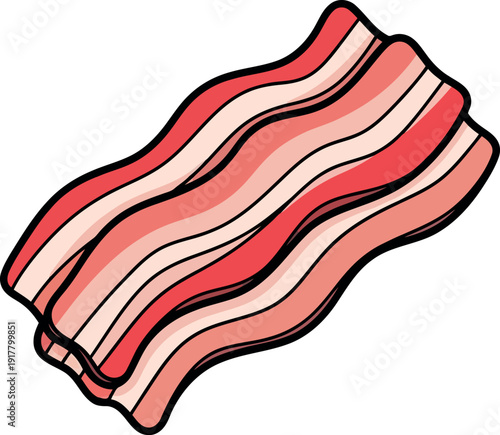 Vector Illustration of Crispy Bacon Strips Isolated on White Background for Food Design
