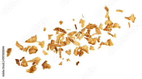 Quadro su tela Scattered crispy fried onions isolated on a transparent background