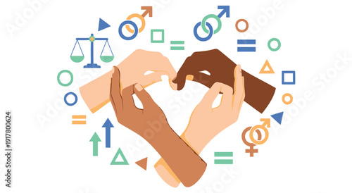 Diverse Hands United in Equality and Justice vector illustration