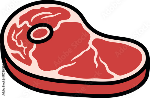Vector Illustration of Raw Beef Steak Isolated on White Background for Butcher or Restaurant Menu Design