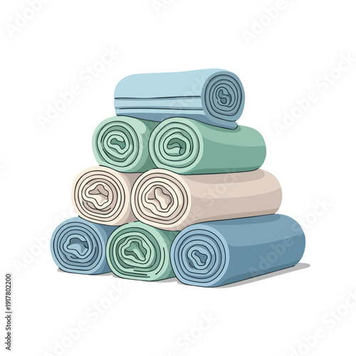 Stacked Colorful Towels for Home or Spa Use