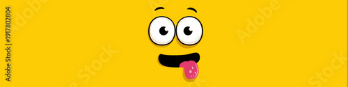 Funny cartoon character face with tongue sticking out. Cartoon character face showing a playful expression with wide eyes and tongue sticking out