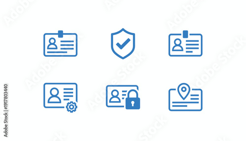 Collection of Identity Verification Icons Representing Security and Authentication Processes