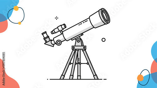 Professional optical telescope on a tripod used for stargazing and exploring the universe and planets at night.