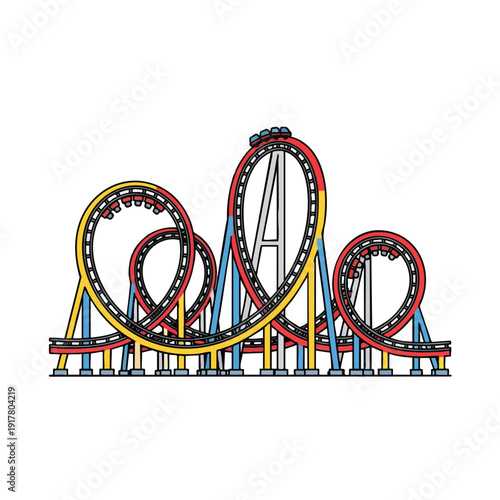 Exciting Roller Coaster Ride on a Modern Amusement Park Attraction