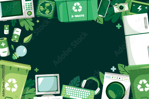 Electronic Waste Appliances Background Design Flat Illustration