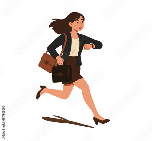 Woman Running Late for Work