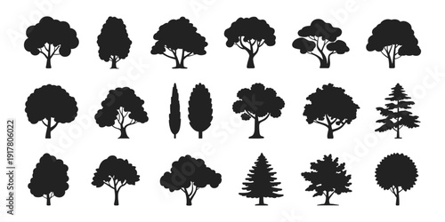 Assorted Tree Silhouettes Collection trees nature