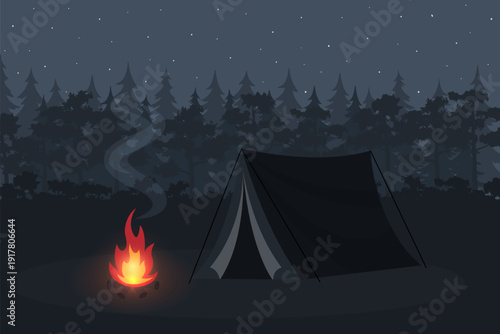 camping in forest