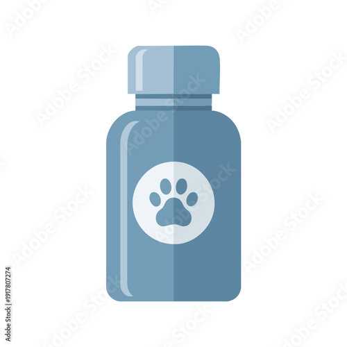 Pet Supplement Bottle with Paw Print Label for Animal Health and Care