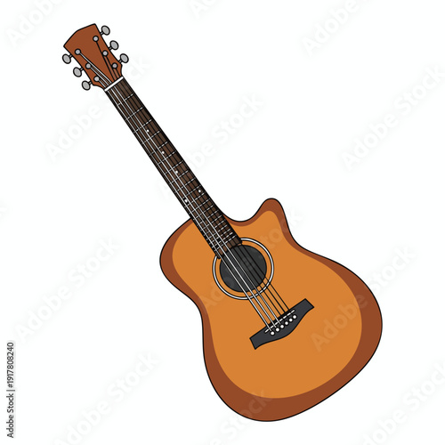 Acoustic Guitar on White Background for Music and Entertainment Projects