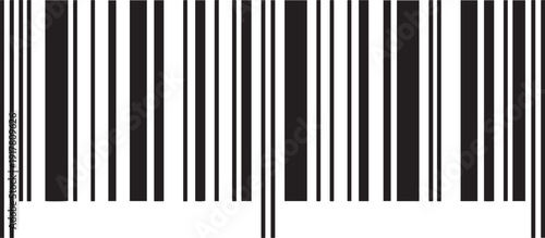 Black and white barcode pattern with vertical lines and white gaps