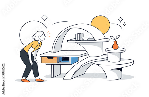 Innovative Furniture Design. Artful functional furniture. Furniture piece blending utility and sculpture,