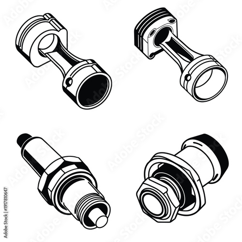 Industrial Gate Valve and Plumbing Pipe Fitting Vector Set
