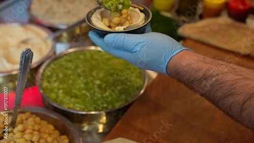 Traditional Hummus Plate with Olive Oil – Middle Eastern Chickpea Dip