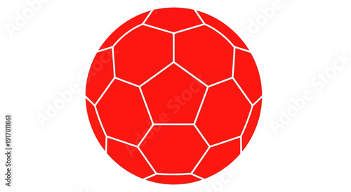 Red Soccer Ball Closeup View.