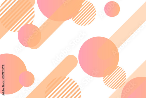 メンフィスデザイン風オレンジとピンクの幾何学抽象背景素材