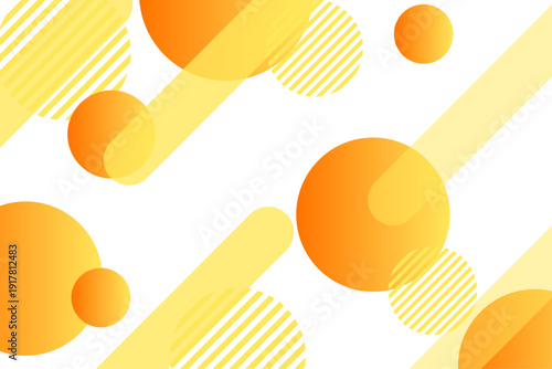 メンフィスデザイン風オレンジと黄色の幾何学抽象背景素材