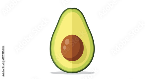 A ripe avocado cut in half with the pit visible inside.