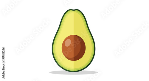 A ripe avocado cut in half with the pit exposed.