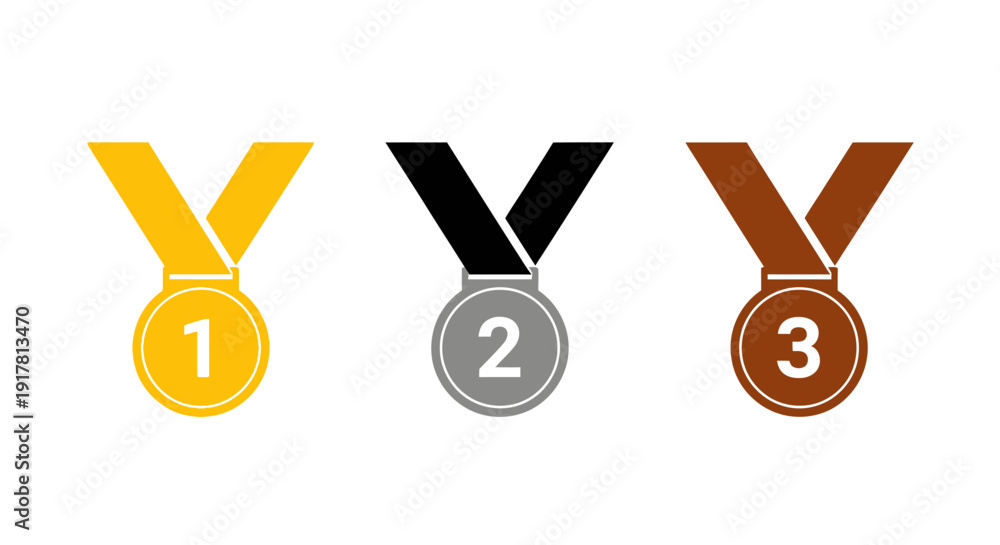 Fotografija Three medals for first second and third place winners.