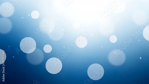 Blue background with white bokeh lights gradient circles