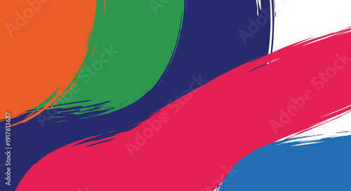 Vibrant abstract colorful background with dynamic shapes and brush strokes.